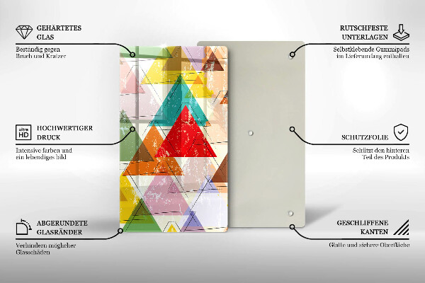 Glas Ceranfeldabdeckung Spritzschutz Bemalte Dreiecke