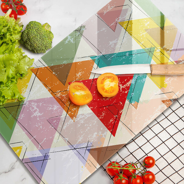 Glas Ceranfeldabdeckung Spritzschutz Bemalte Dreiecke