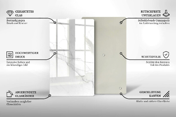 Glas Ceranfeldabdeckung Spritzschutz Zarter weißer Marmor