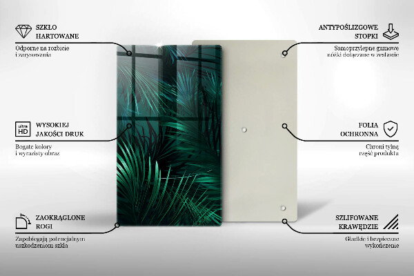 Glas Herdabdeckplatte Wilde Dschungelblätter