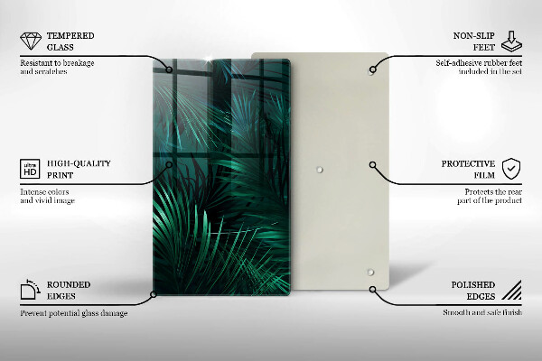 Glas Herdabdeckplatte Wilde Dschungelblätter