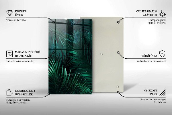 Glas Herdabdeckplatte Wilde Dschungelblätter
