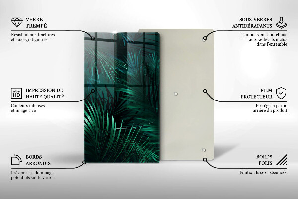 Glas Herdabdeckplatte Wilde Dschungelblätter