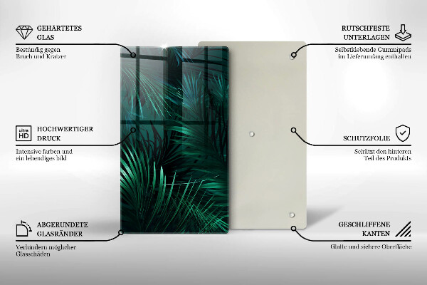 Glas Herdabdeckplatte Wilde Dschungelblätter