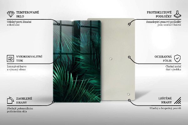 Glas Herdabdeckplatte Wilde Dschungelblätter