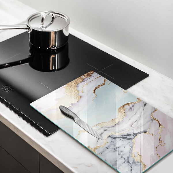 Glas Herdabdeckplatte Pastellmarmor