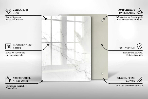 Glas Herdabdeckplatte Pastellmarmor