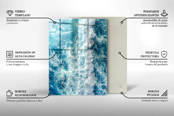 Glas Herdabdeckplatte Abstraktion mit Blau