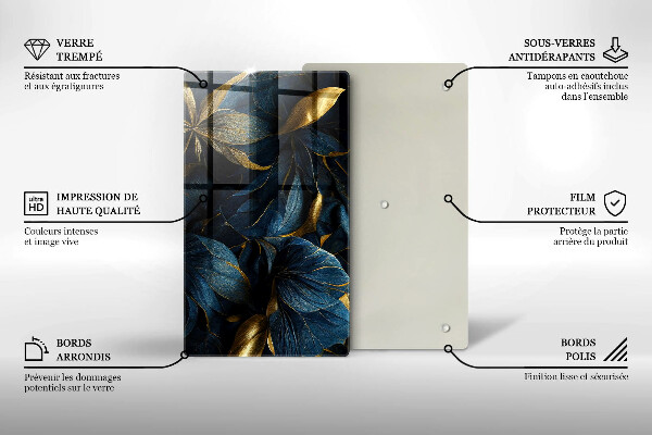 Glas Herdabdeckplatte Dekorative Blätter mit Gold