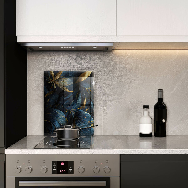 Glas Herdabdeckplatte Dekorative Blätter mit Gold