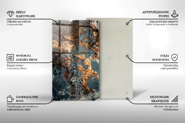 Glas Herdabdeckplatte Dekostein mit Gold