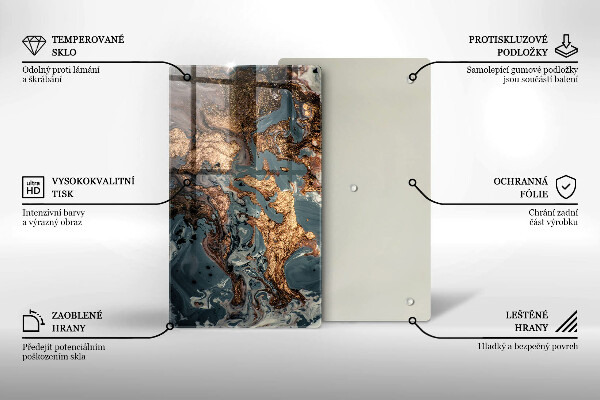 Glas Herdabdeckplatte Dekostein mit Gold