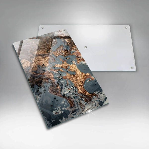 Glas Herdabdeckplatte Dekostein mit Gold