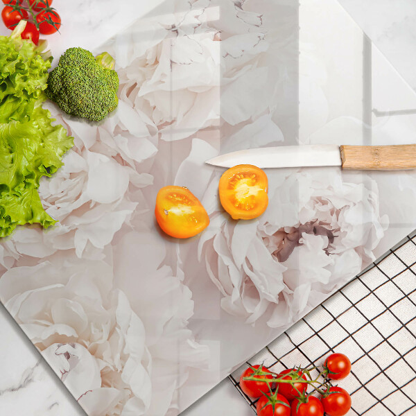 Glas Herdabdeckplatte Pastellfarbene Pfingstrosen