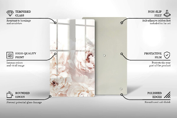Glas Herdabdeckplatte Pastellfarbene Pfingstrosen