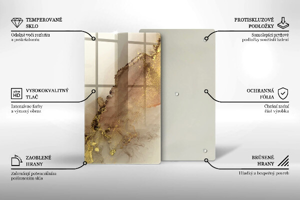 Glas Herdabdeckplatte Goldabstraktion