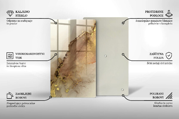Glas Herdabdeckplatte Goldabstraktion