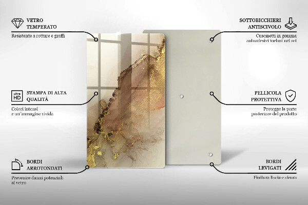 Glas Herdabdeckplatte Goldabstraktion