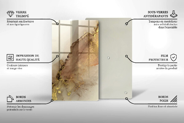 Glas Herdabdeckplatte Goldabstraktion