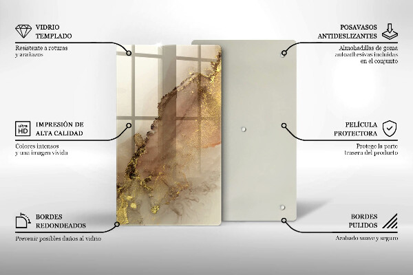 Glas Herdabdeckplatte Goldabstraktion