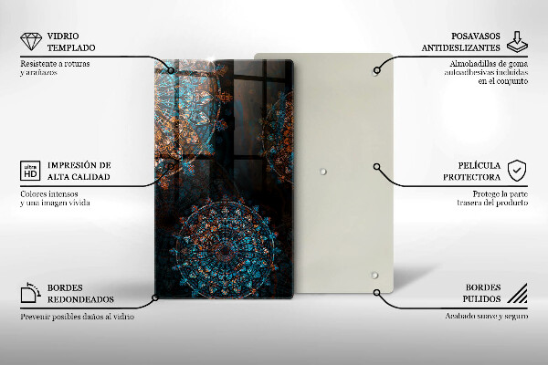 Glas Herdabdeckplatte Boho-Vintage-Räder