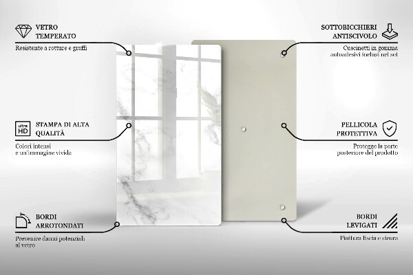 Glas Herdabdeckplatte Moderner Marmor