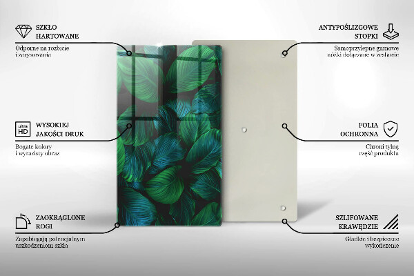 Glas Herdabdeckplatte Dschungelblätter