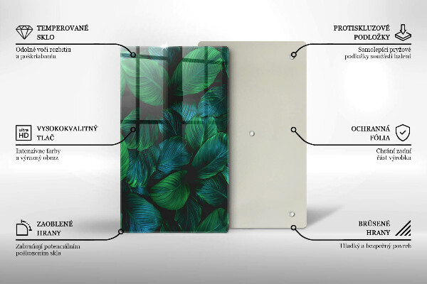 Glas Herdabdeckplatte Dschungelblätter