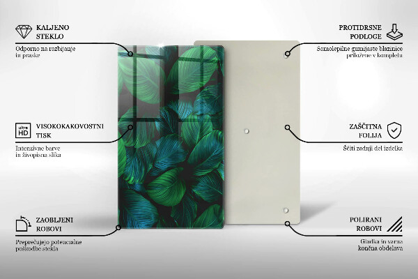 Glas Herdabdeckplatte Dschungelblätter