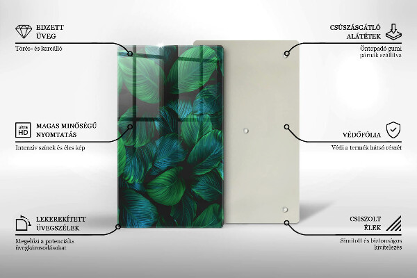 Glas Herdabdeckplatte Dschungelblätter