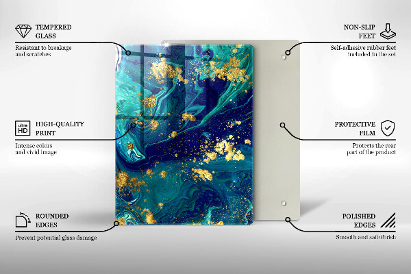 Glas Herdabdeckplatte Dschungelblätter