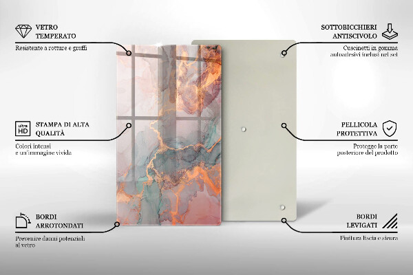 Glas Ceranfeldabdeckung Spritzschutz Marmor mit Gold