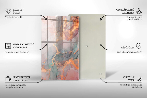 Glas Ceranfeldabdeckung Spritzschutz Marmor mit Gold