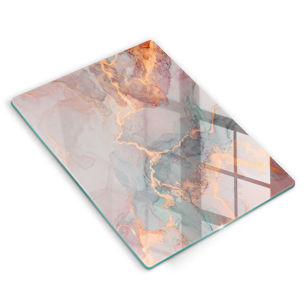 Glas Ceranfeldabdeckung Spritzschutz Marmor mit Gold