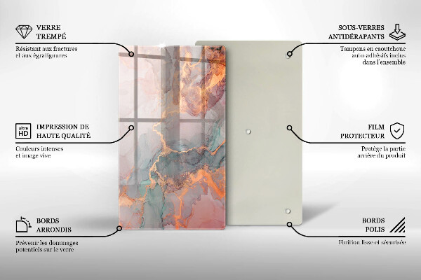 Glas Ceranfeldabdeckung Spritzschutz Marmor mit Gold