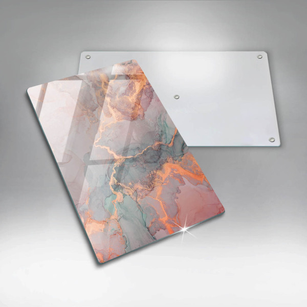 Glas Ceranfeldabdeckung Spritzschutz Marmor mit Gold