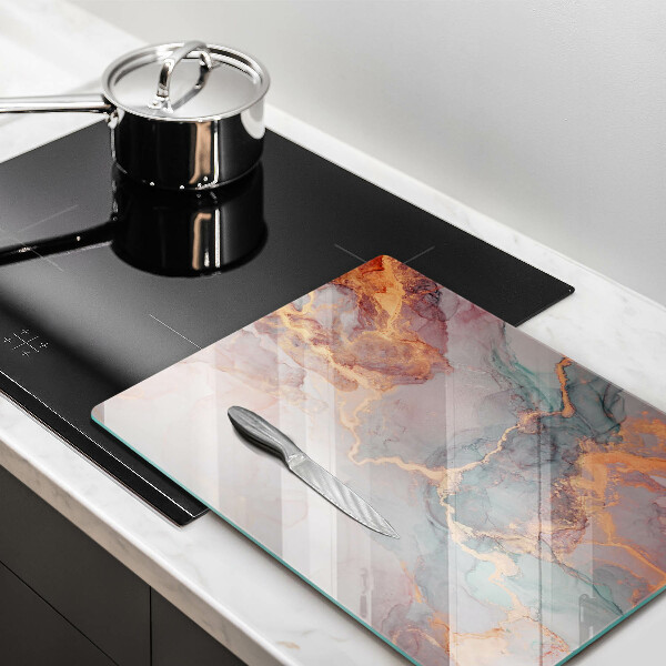 Glas Ceranfeldabdeckung Spritzschutz Marmor mit Gold