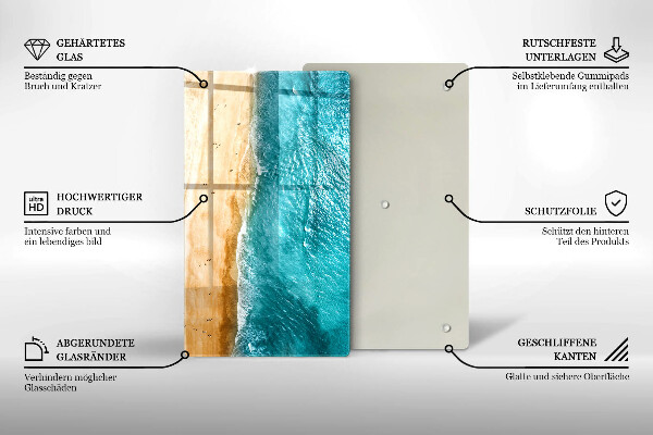 Glas Ceranfeldabdeckung Spritzschutz Strandufer und Meer