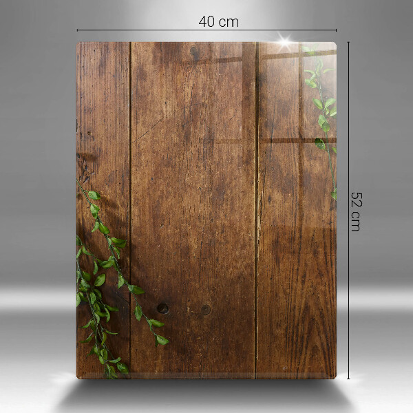 Glas Ceranfeldabdeckung Spritzschutz Holzbretter und Blätter