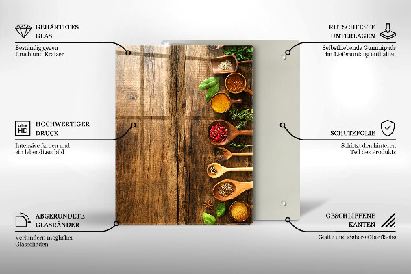 Glas Ceranfeldabdeckung Spritzschutz Holzbretter und Blätter