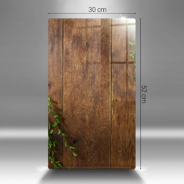 Glas Ceranfeldabdeckung Spritzschutz Holzbretter und Blätter