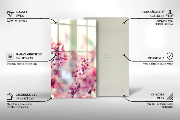 Glas Ceranfeldabdeckung Spritzschutz Frühlingsrosa Blumen