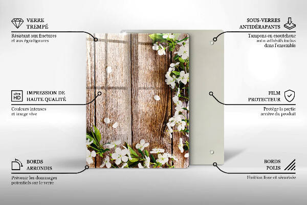 Glas Ceranfeldabdeckung Spritzschutz Sonnenblumen auf Brettern