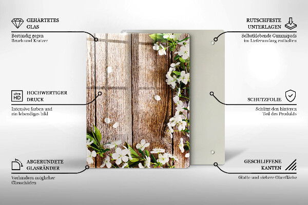 Glas Ceranfeldabdeckung Spritzschutz Sonnenblumen auf Brettern