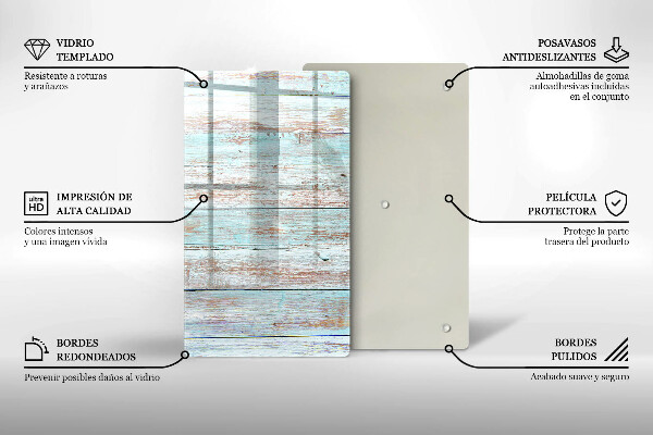 Glas Ceranfeldabdeckung Spritzschutz Alte Vintage-Bretter