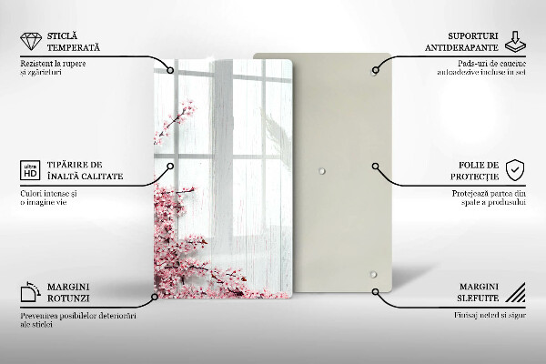 Glas Ceranfeldabdeckung Spritzschutz Blumen auf den Brettern