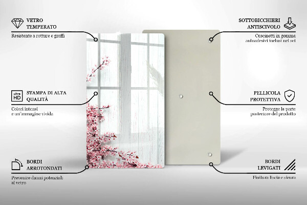 Glas Ceranfeldabdeckung Spritzschutz Blumen auf den Brettern