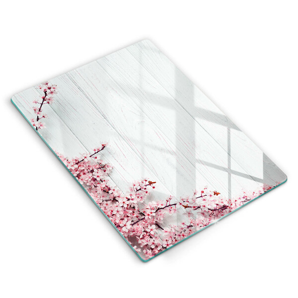 Glas Ceranfeldabdeckung Spritzschutz Blumen auf den Brettern