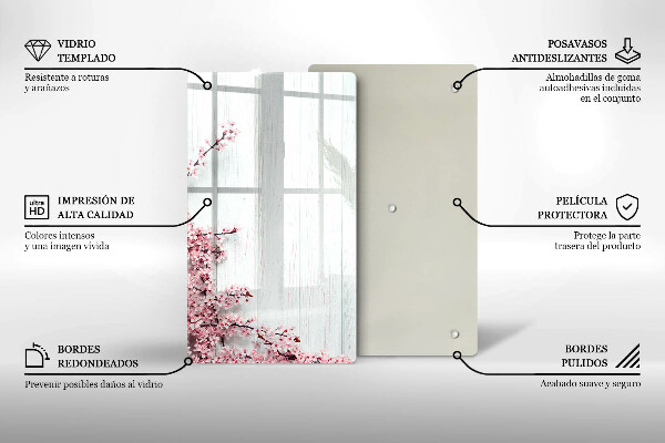 Glas Ceranfeldabdeckung Spritzschutz Blumen auf den Brettern