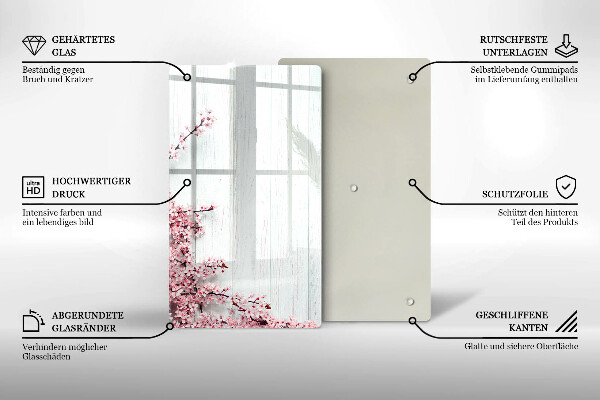 Glas Ceranfeldabdeckung Spritzschutz Blumen auf den Brettern